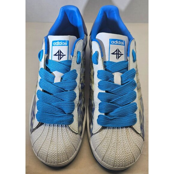 Adidas Men's Tie-Dye Blue/White/Turquoise Uprock 4E Superstar Sneakers Size 8.5 - Picture 9 of 16